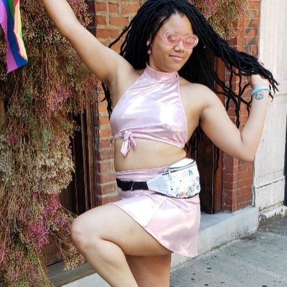 Stellar Supernova Halter Crop Top + Mini Skirt - Picture 1 of 4